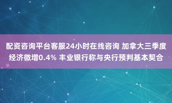 配资咨询平台客服24小时在线咨询 加拿大三季度经济微增0.4% 丰业银行称与央行预判基本契合